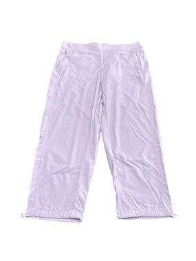 Chico's Pants Size 1 M Purple Zenergy Striped UPF Bungee Cropped Capri Women